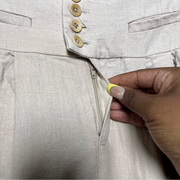 Cartonnier Anthropologie Women Linen Pants 27" Tan Wide Leg Trousers Business‎ - Picture 6 of 9